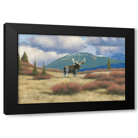 Northern Moose Black Modern Wood Framed Art Print with Double Matting by Studio, Wellington