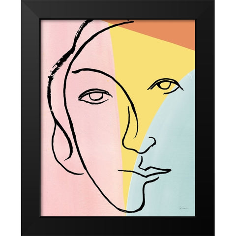 Ink Women V Colorblock Pastel Black Modern Wood Framed Art Print by Schlabach, Sue