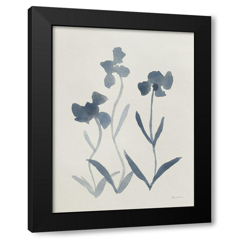 Blue Florals I Black Modern Wood Framed Art Print by Munger, Pamela