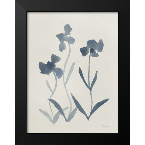 Blue Florals I Black Modern Wood Framed Art Print by Munger, Pamela