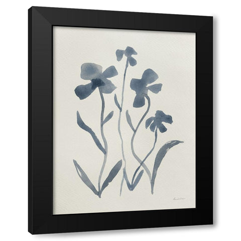 Blue Florals II Black Modern Wood Framed Art Print by Munger, Pamela