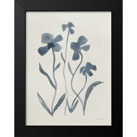 Blue Florals II Black Modern Wood Framed Art Print by Munger, Pamela