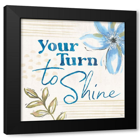 Indigo Tones V Black Modern Wood Framed Art Print with Double Matting by Charron, Veronique