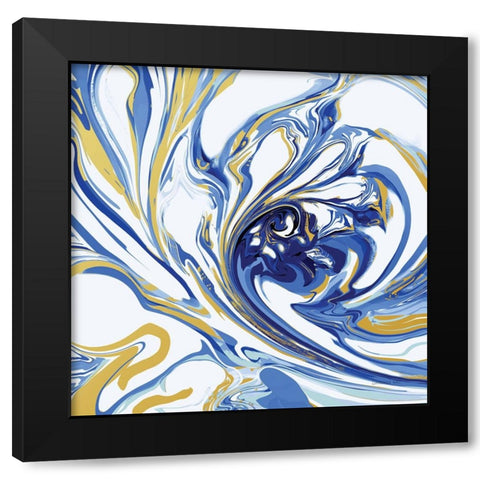 Psychedelic Blue I Black Modern Wood Framed Art Print with Double Matting by Nai, Danhui