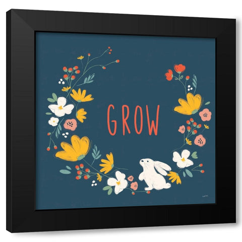 Hop Into Spring II Black Modern Wood Framed Art Print by York, Leah