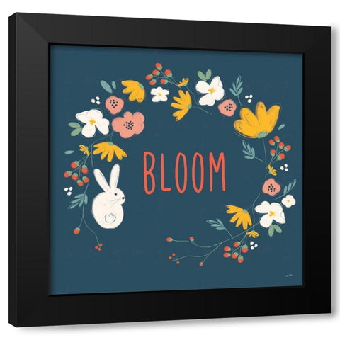 Hop Into Spring III Black Modern Wood Framed Art Print with Double Matting by York, Leah