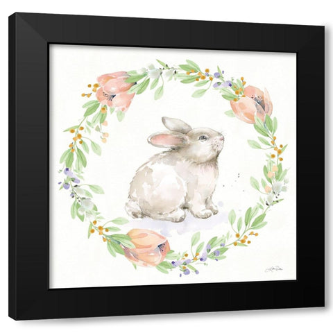 Blooming Bunnies I Black Modern Wood Framed Art Print with Double Matting by Pete, Katrina
