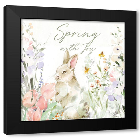 Blooming Bunnies IV Black Modern Wood Framed Art Print by Pete, Katrina