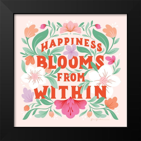 Happiness Blooms I Black Modern Wood Framed Art Print by Graham, Gia
