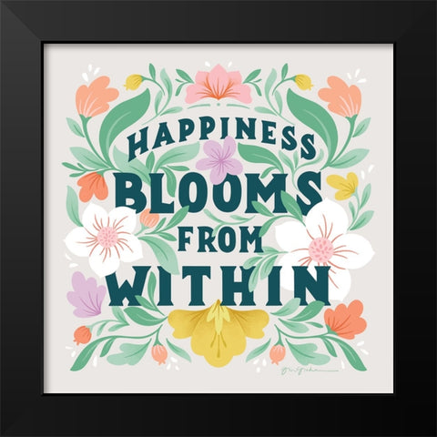 Happiness Blooms II Black Modern Wood Framed Art Print by Graham, Gia
