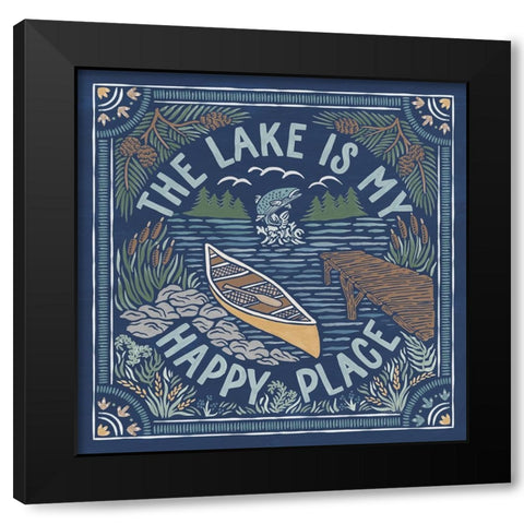 Lakeside Days III Blue Black Modern Wood Framed Art Print with Double Matting by Marshall, Laura