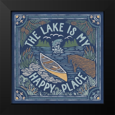 Lakeside Days III Blue Black Modern Wood Framed Art Print by Marshall, Laura