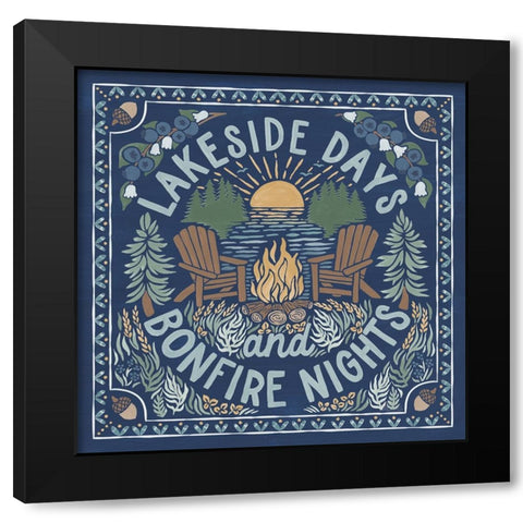 Lakeside Days IV Blue Black Modern Wood Framed Art Print by Marshall, Laura