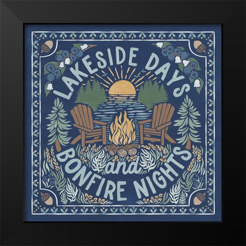 Lakeside Days IV Blue Black Modern Wood Framed Art Print by Marshall, Laura