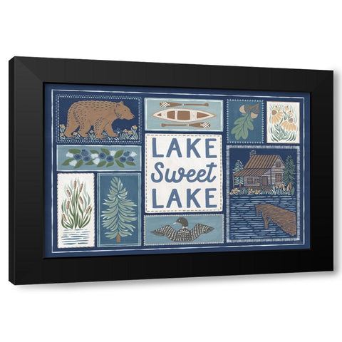Lakeside Days VI Blue Black Modern Wood Framed Art Print by Marshall, Laura