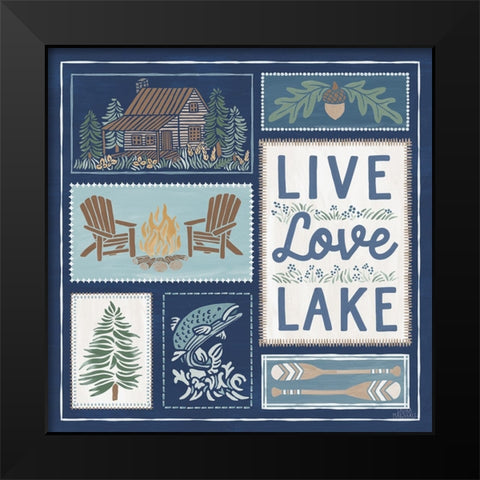 Lakeside Days VIII Blue Black Modern Wood Framed Art Print by Marshall, Laura