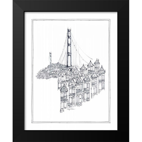 Golden Gate Black Modern Wood Framed Art Print by Tillmon, Avery