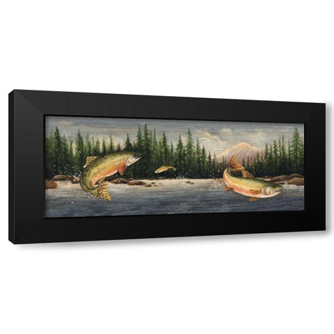 Northwoods Trout Black Modern Wood Framed Art Print with Double Matting by Brown, David Carter