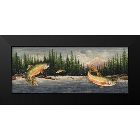 Northwoods Trout Black Modern Wood Framed Art Print by Brown, David Carter