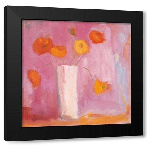 Mandarin Poppies Black Modern Wood Framed Art Print with Double Matting by Clark, Michael