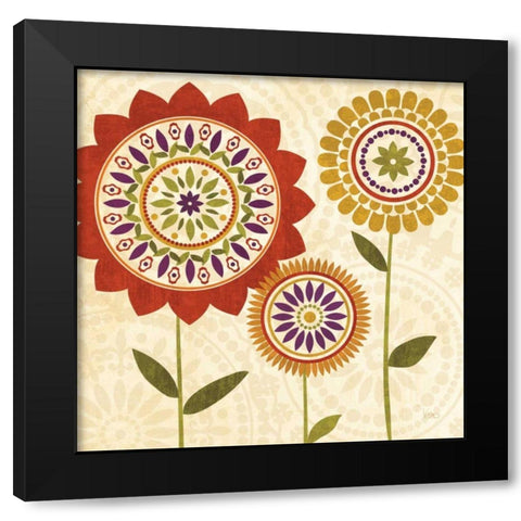 Fall Flowers I Black Modern Wood Framed Art Print with Double Matting by Charron, Veronique