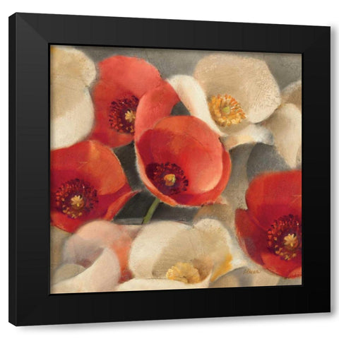 Poppies Bloom II Black Modern Wood Framed Art Print with Double Matting by Hristova, Albena