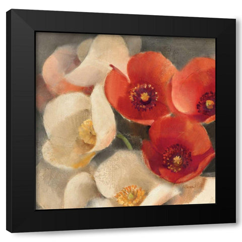 Poppies Bloom III Black Modern Wood Framed Art Print with Double Matting by Hristova, Albena