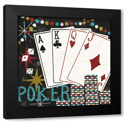 Vegas - Cards Black Modern Wood Framed Art Print by Mullan, Michael
