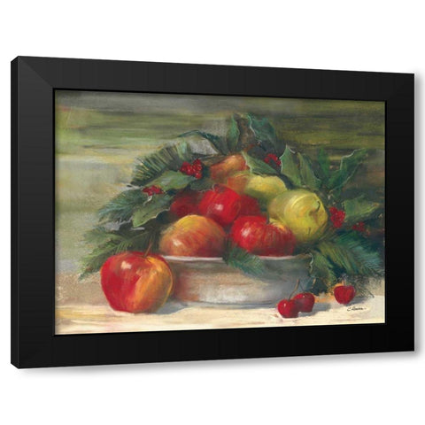 Apples and Holly Black Modern Wood Framed Art Print with Double Matting by Rowan, Carol