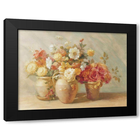 Sunny Bouquet Black Modern Wood Framed Art Print by Nai, Danhui