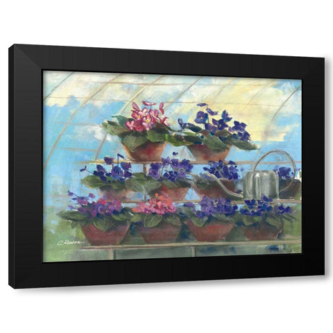 Violets Black Modern Wood Framed Art Print with Double Matting by Rowan, Carol