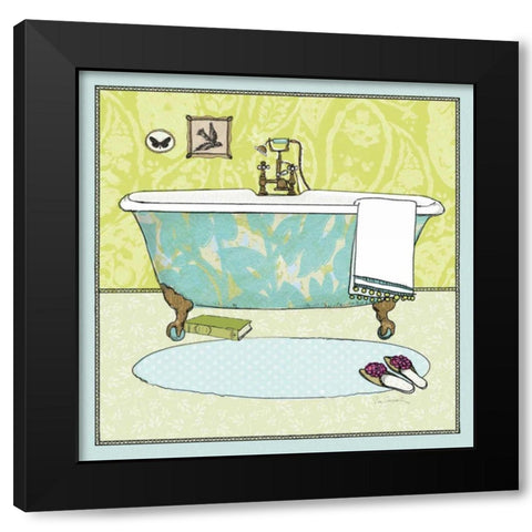 Soak Awhile - Tub Black Modern Wood Framed Art Print with Double Matting by Schlabach, Sue