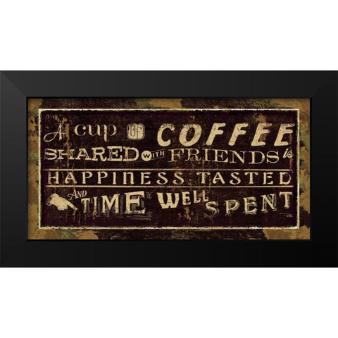 Coffee Quotes III Black Modern Wood Framed Art Print by Pela Studio