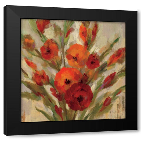 Crimson Blooms I Black Modern Wood Framed Art Print by Vassileva, Silvia