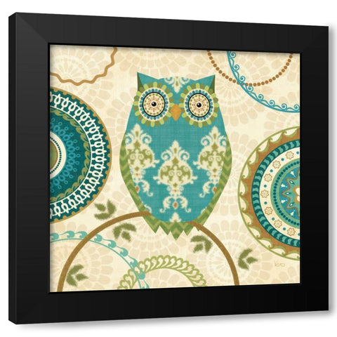 Owl Forest II Black Modern Wood Framed Art Print by Charron, Veronique