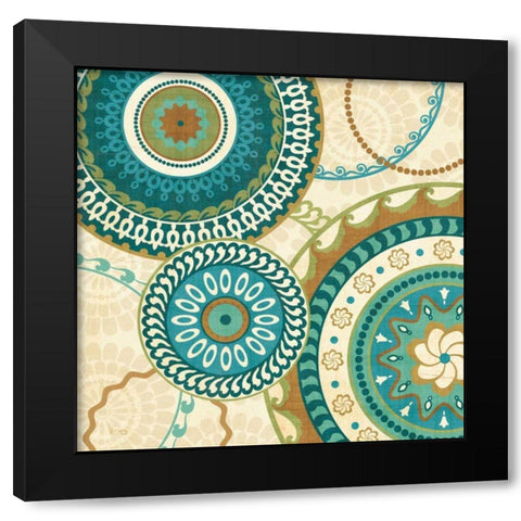 Owl Forest Suzani I Black Modern Wood Framed Art Print by Charron, Veronique