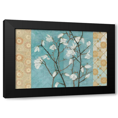 Patterned Magnolia Branch Black Modern Wood Framed Art Print by Lovell, Kathrine