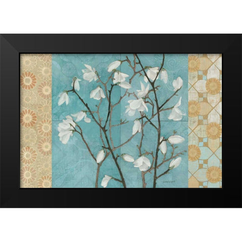 Patterned Magnolia Branch Black Modern Wood Framed Art Print by Lovell, Kathrine