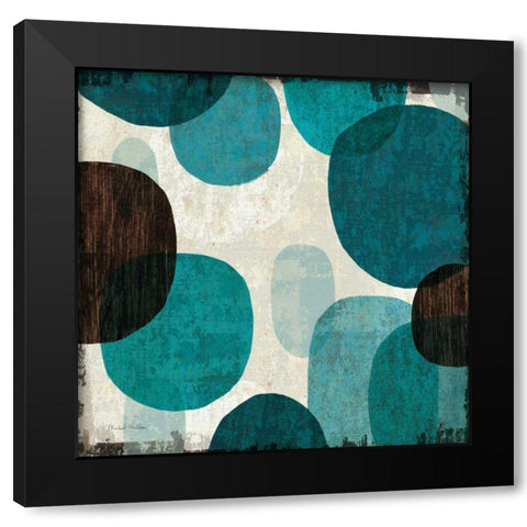 Blue Drips I Black Modern Wood Framed Art Print with Double Matting by Mullan, Michael