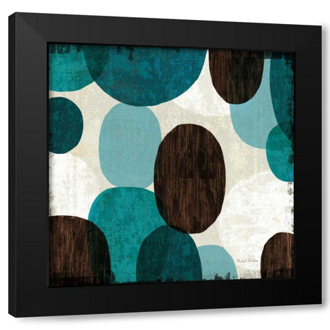 Blue Drips II Black Modern Wood Framed Art Print with Double Matting by Mullan, Michael