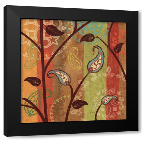 Paisley Garden I Black Modern Wood Framed Art Print with Double Matting by Charron, Veronique