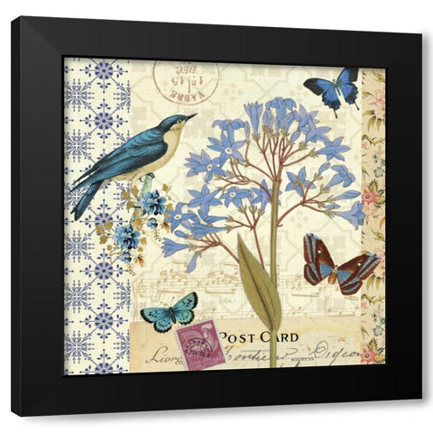 Blue Notes I Black Modern Wood Framed Art Print by Pela