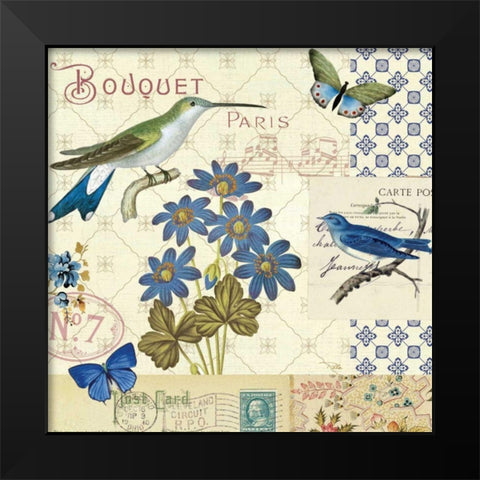 Blue Notes III Black Modern Wood Framed Art Print by Pela