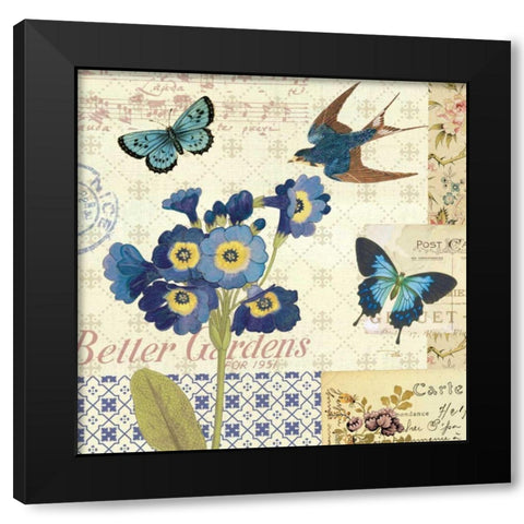 Blue Notes IV Black Modern Wood Framed Art Print by Pela