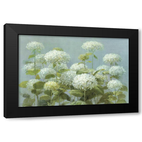 White Hydrangea Garden Black Modern Wood Framed Art Print with Double Matting by Nai, Danhui