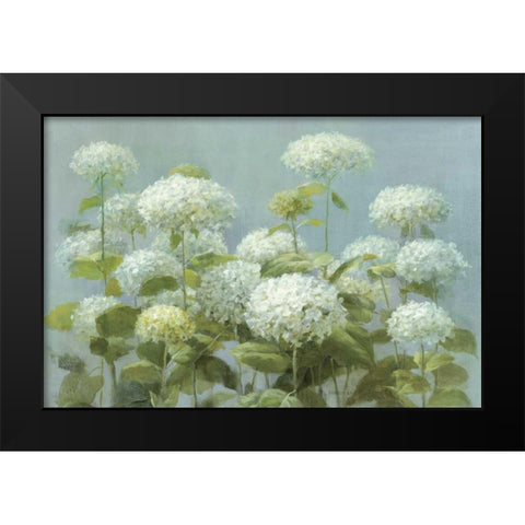 White Hydrangea Garden Black Modern Wood Framed Art Print by Nai, Danhui