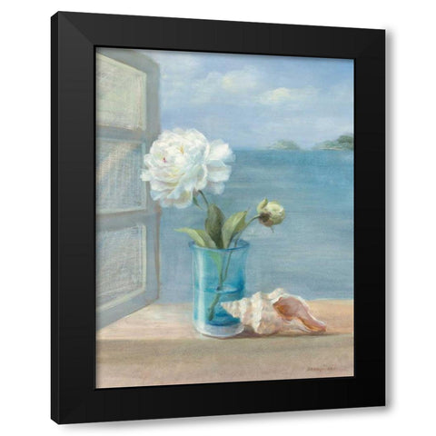 Coastal Florals I Black Modern Wood Framed Art Print with Double Matting by Nai, Danhui