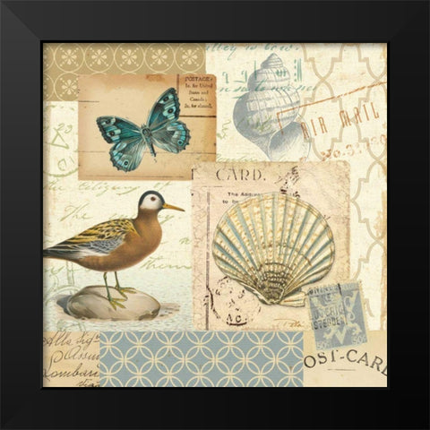 Coastal Collage I Black Modern Wood Framed Art Print by Pela