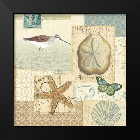 Coastal Collage III Black Modern Wood Framed Art Print by Pela