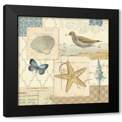 Coastal Collage IV Black Modern Wood Framed Art Print by Pela